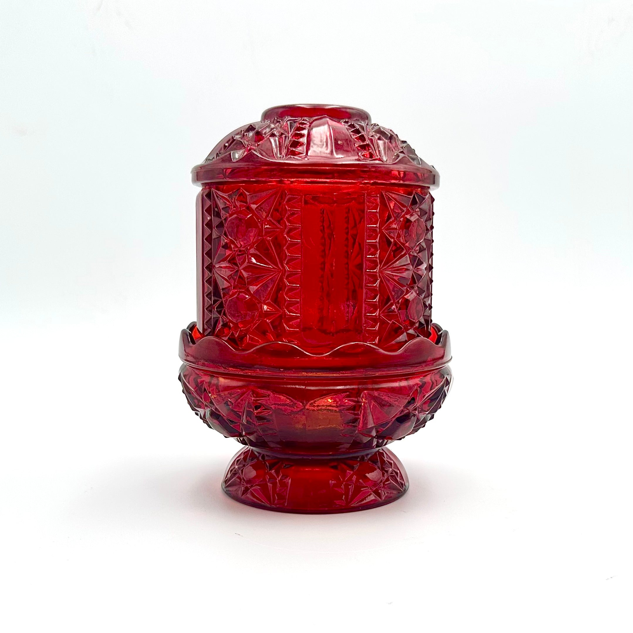 Indiana Glass Co Ruby Red Stars and Bars Fairy Lamp