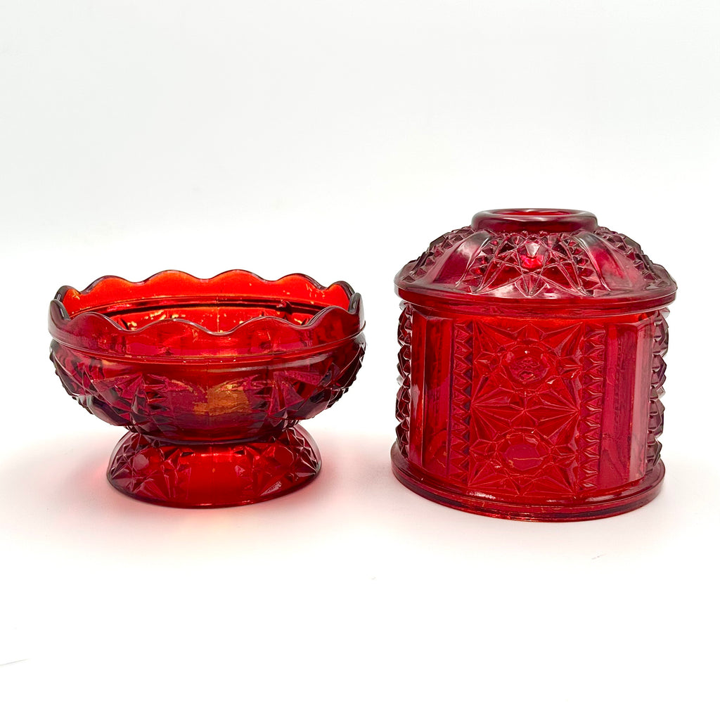 Indiana Glass Co Ruby Red Stars and Bars Fairy Lamp