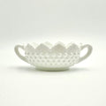 Fenton Milk Glass Hobnail Handled Candy Dish