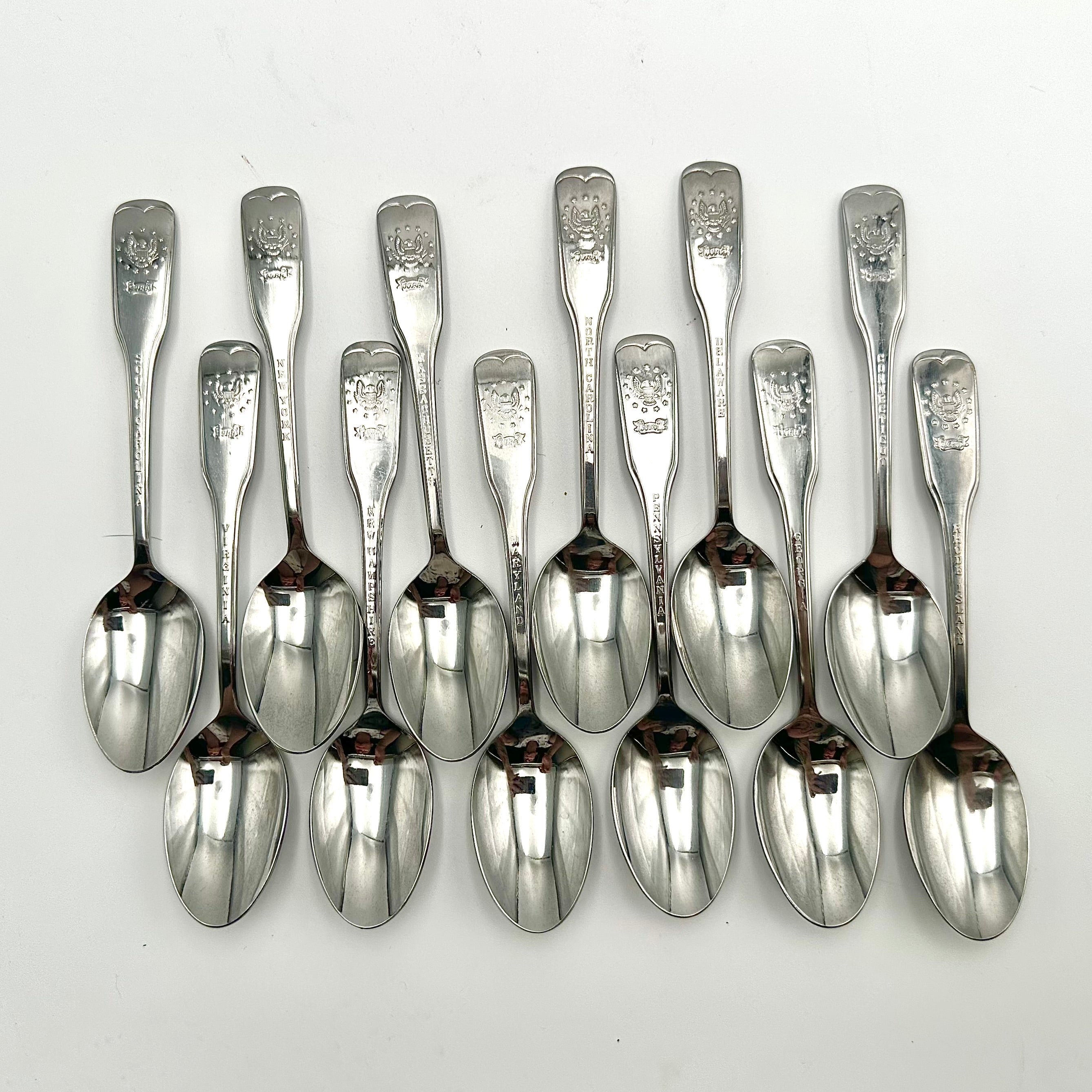 Vintage State Souvenir Spoons Lot Bicentennial 1776–1976 Stainless Steel USA