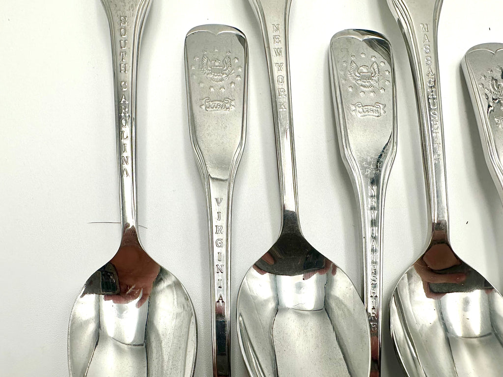 Vintage State Souvenir Spoons Lot Bicentennial 1776–1976 Stainless Steel USA