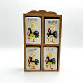Japan Rooster Spice Jar Set & Wooden Rack