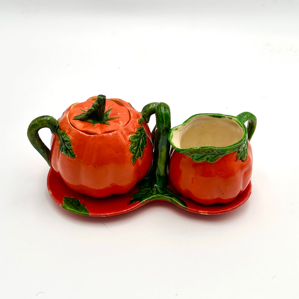 Vintage Pumpkin Sugar and Creamer Set