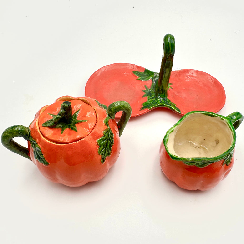 Vintage Pumpkin Sugar and Creamer Set