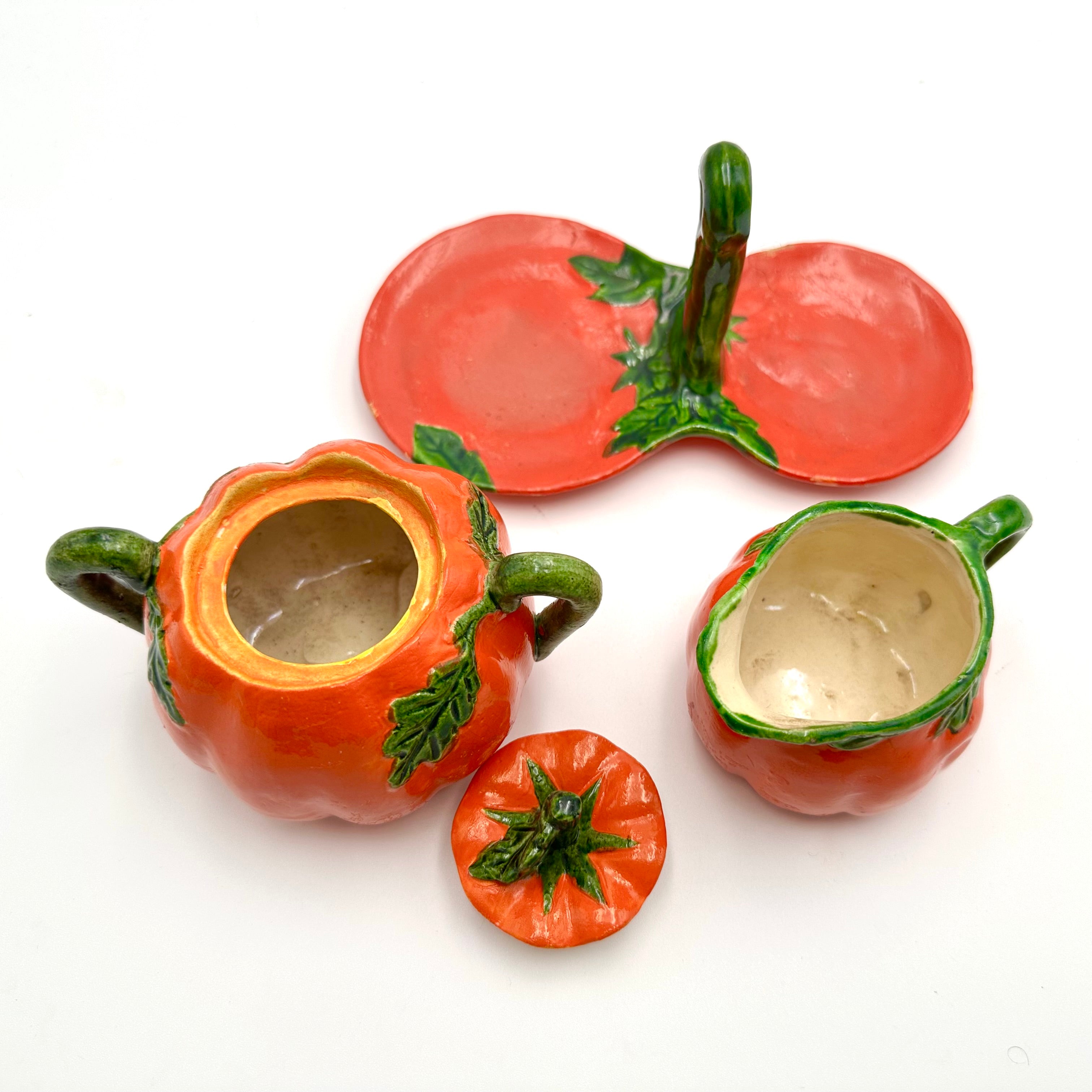 Vintage Pumpkin Sugar and Creamer Set