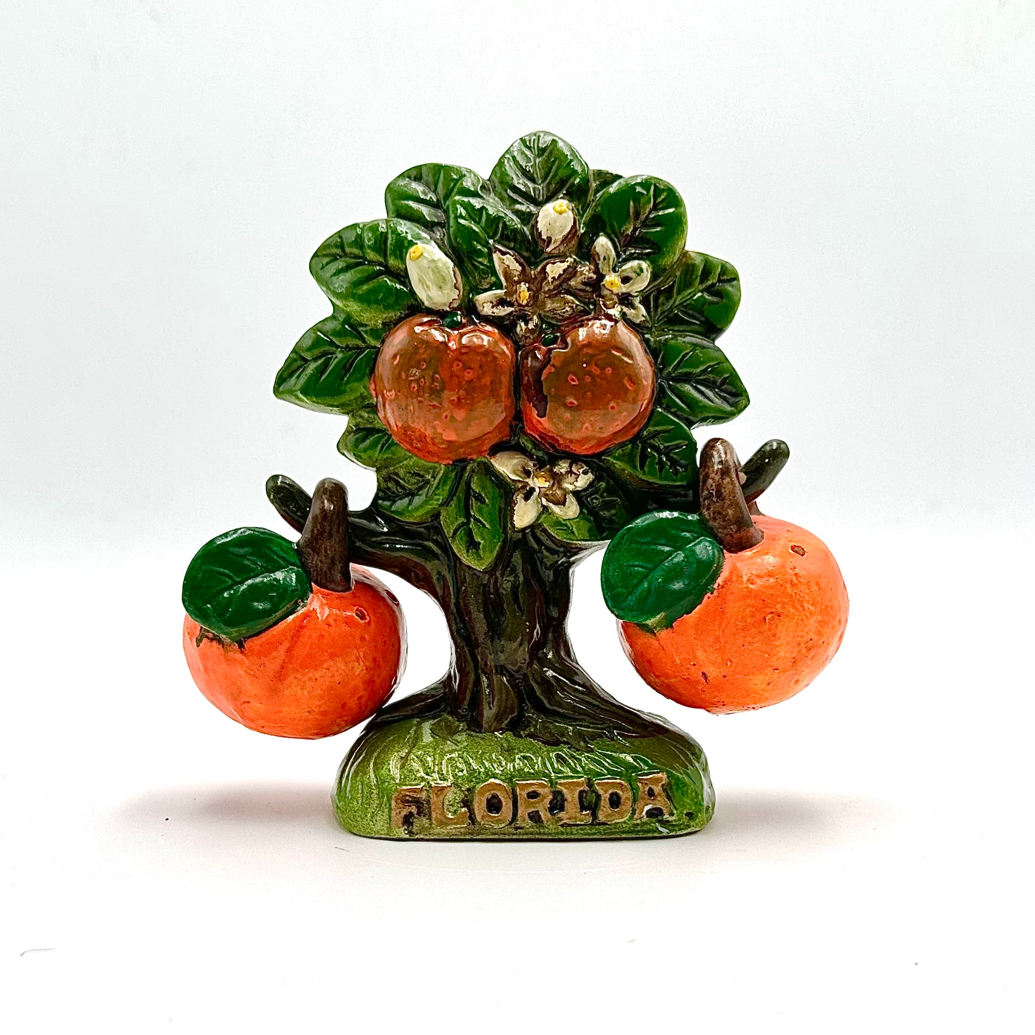 Vintage Florida Orange Salt Pepper Shaker & Tree Holder