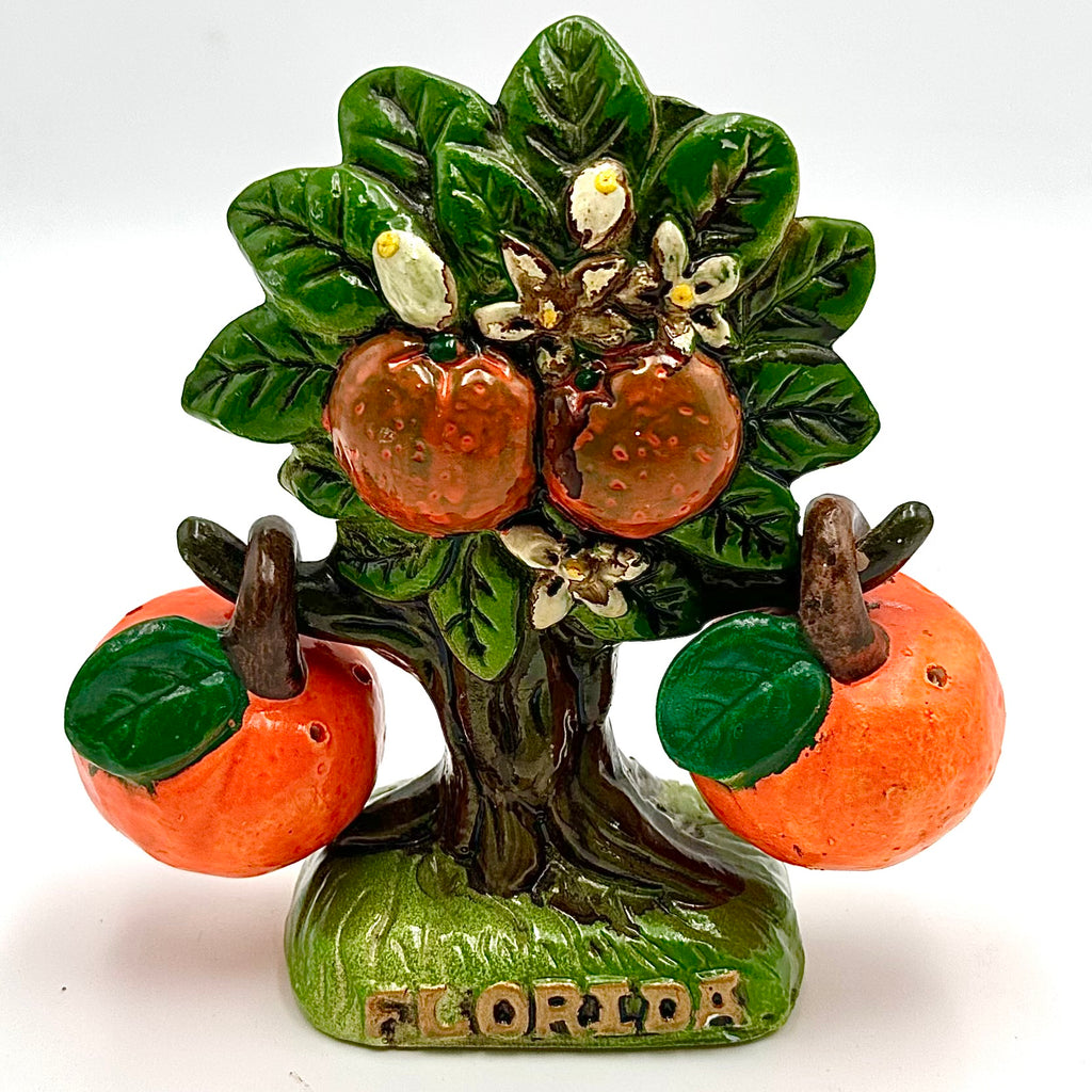 Vintage Florida Orange Salt Pepper Shaker & Tree Holder