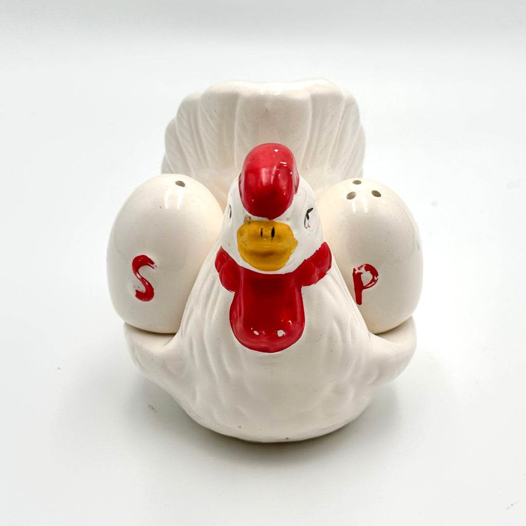 Vintage Ceramic Hen Napkin Holder Egg Salt Pepper Shaker Set