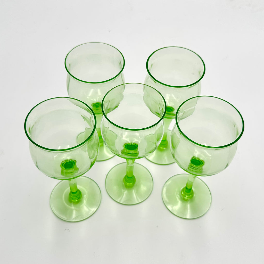 Tiffin Uranium Glass Goblets Set of 5