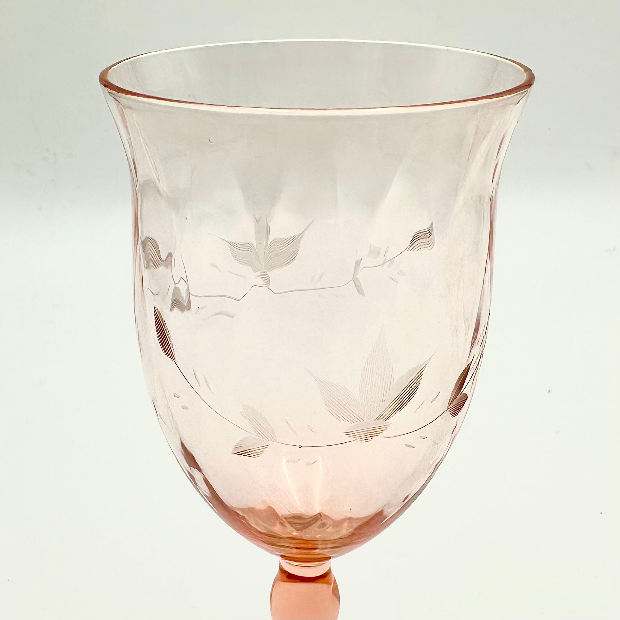 Weston #3345-11 "Watermelon" Etched Stemware Glasses, Set of 6