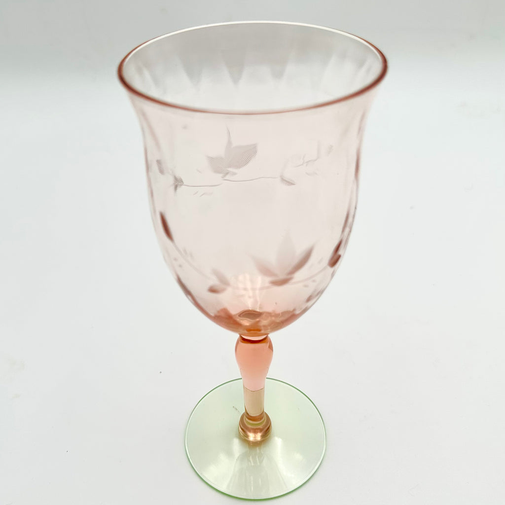 Weston #3345-11 "Watermelon" Etched Stemware Glasses, Set of 6