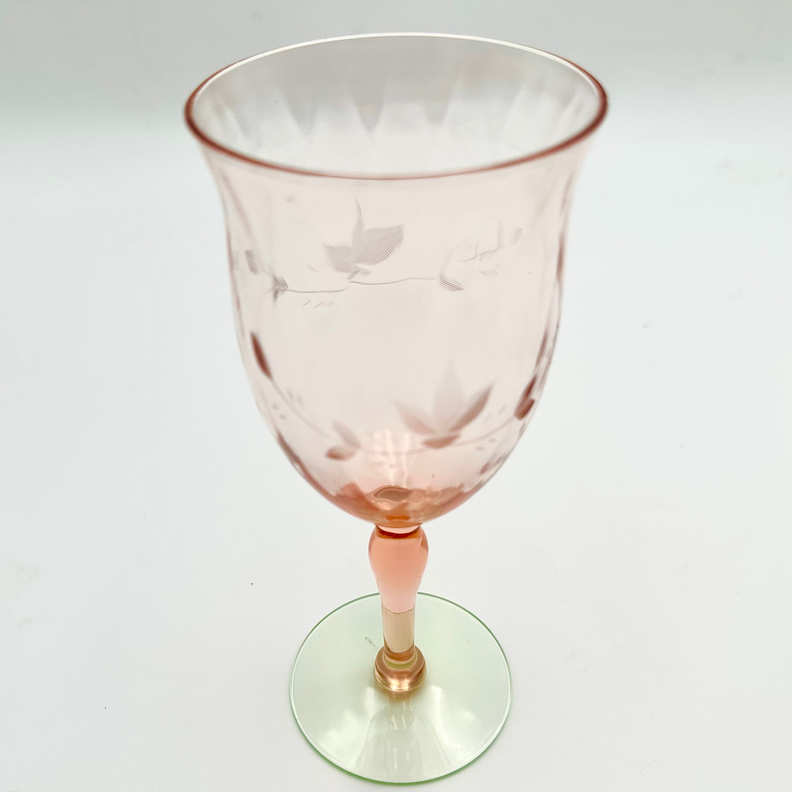 Weston #3345-11 "Watermelon" Etched Stemware Glasses, Set of 6