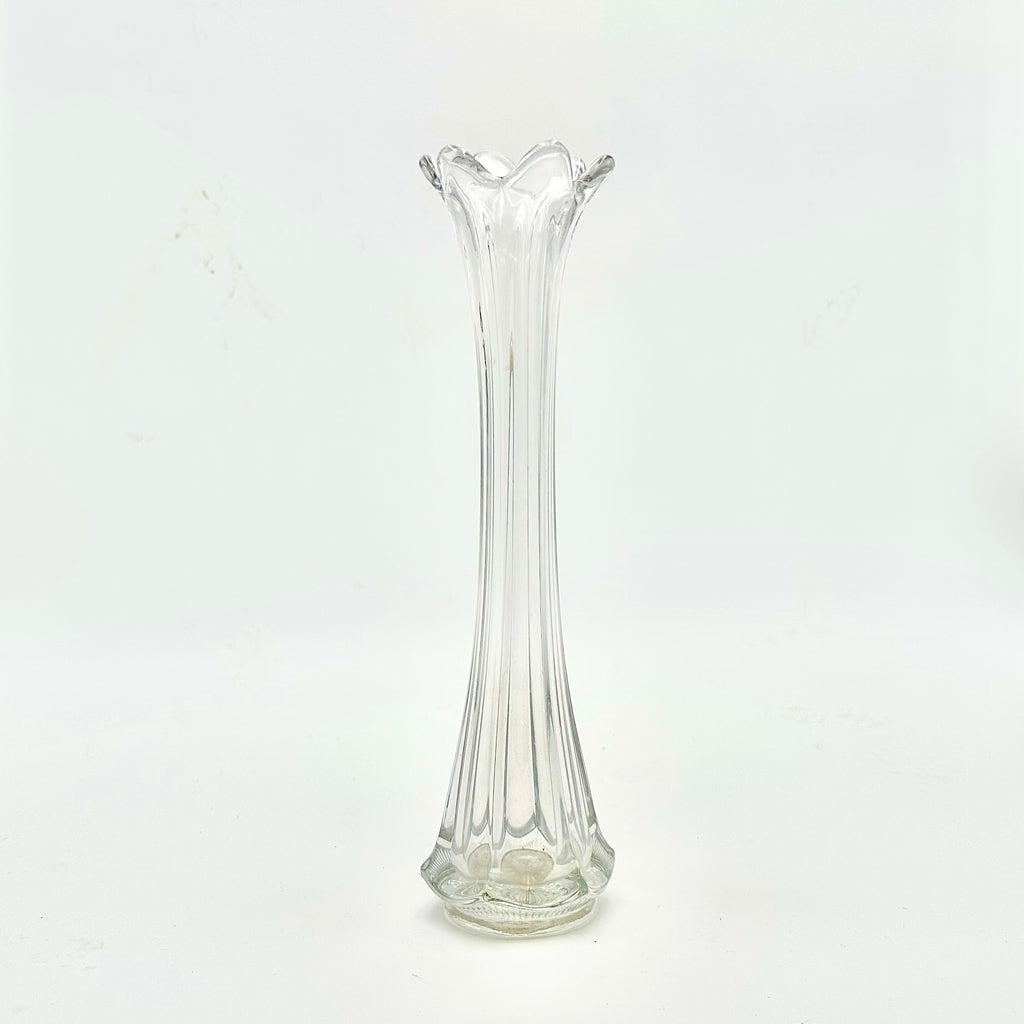 L.E. Smith Clear Glass Swung Vase