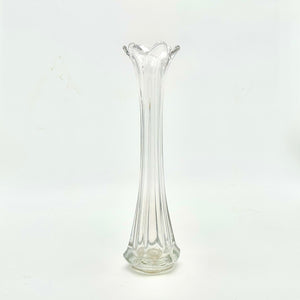 L.E. Smith Clear Glass Swung Vase
