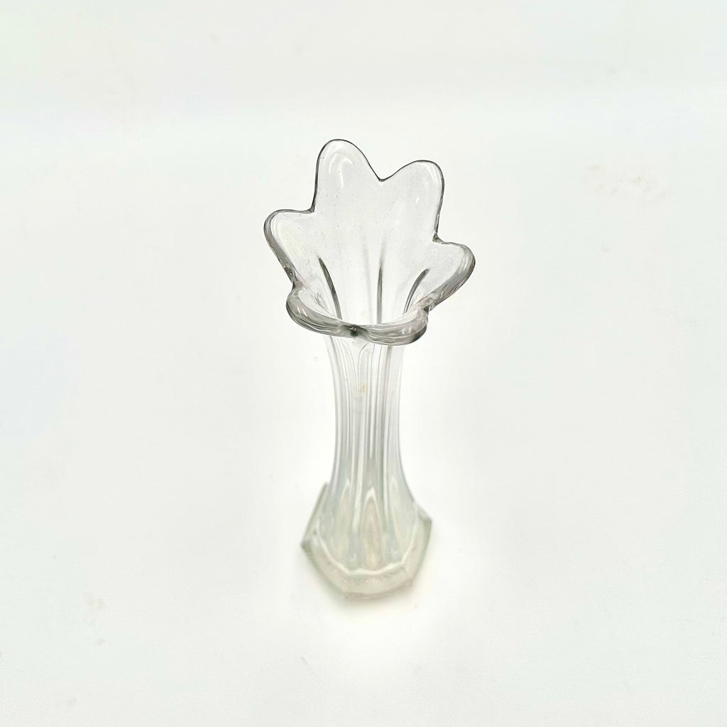 L.E. Smith Clear Glass Swung Vase