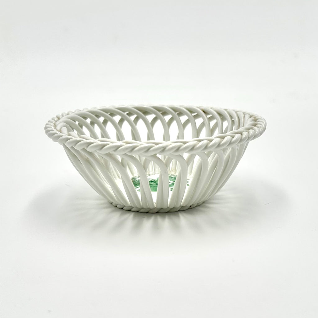 Herend Hungary Hand Painted Reticulated Porcelain Basket Bowl
