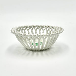 Herend Hungary Hand Painted Reticulated Porcelain Basket Bowl