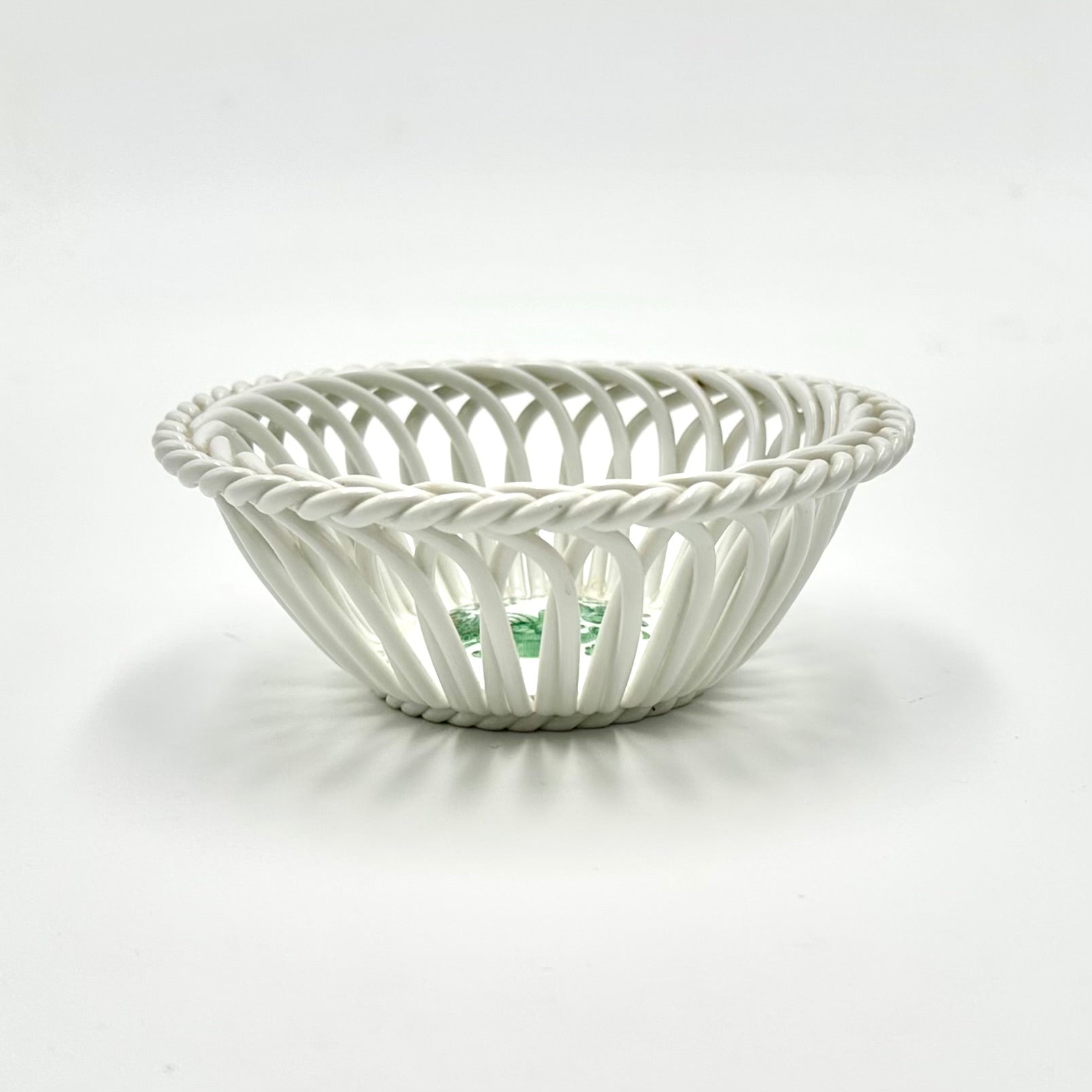 Herend Hungary Hand Painted Reticulated Porcelain Basket Bowl