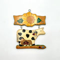 JDL Inc Handcrafted Mexico Wooden Cow Sunflower Wall Hanging