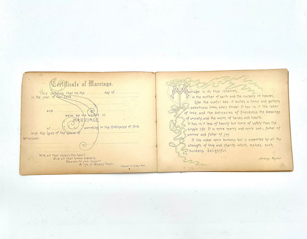 Antique 1901 "Roses on Your Way" Marriage Keepsake Book By C.R. Gibson