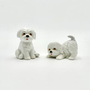 Homco White Puppy Figurines Pair