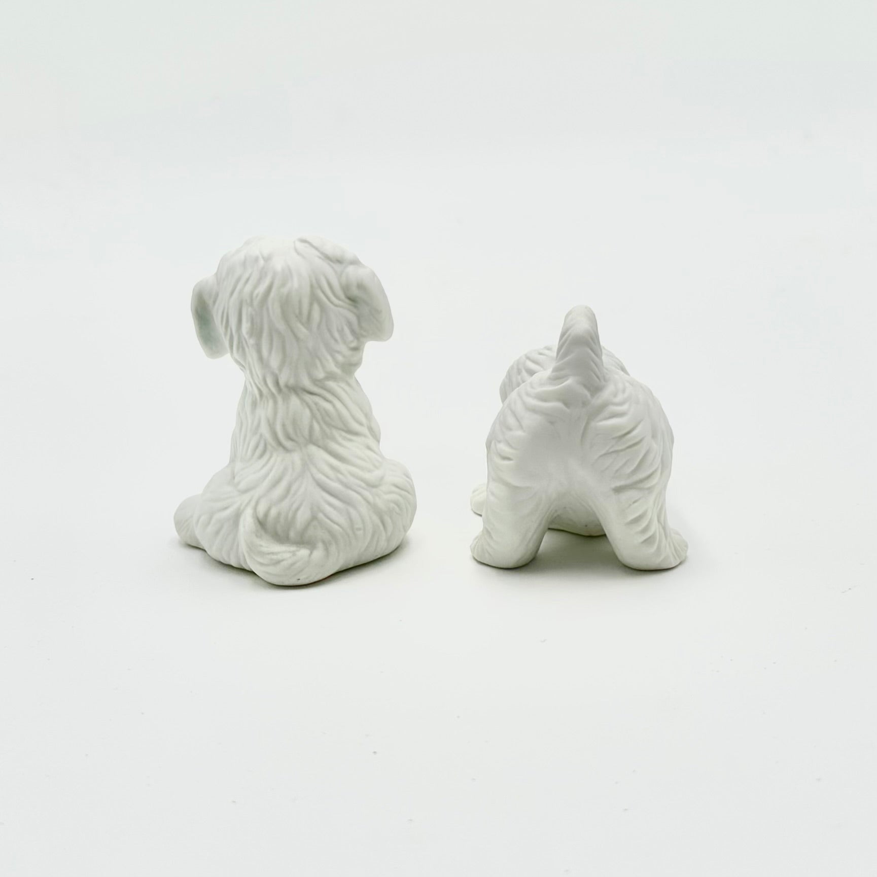 Homco White Puppy Figurines Pair