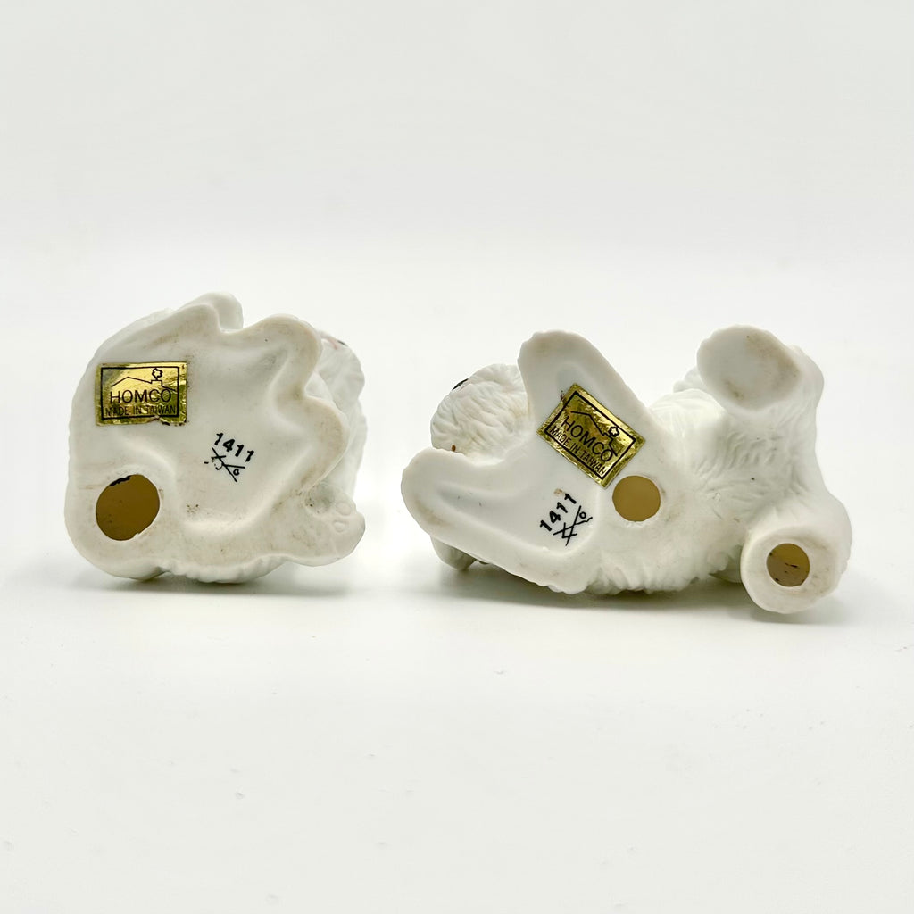 Homco White Puppy Figurines Pair
