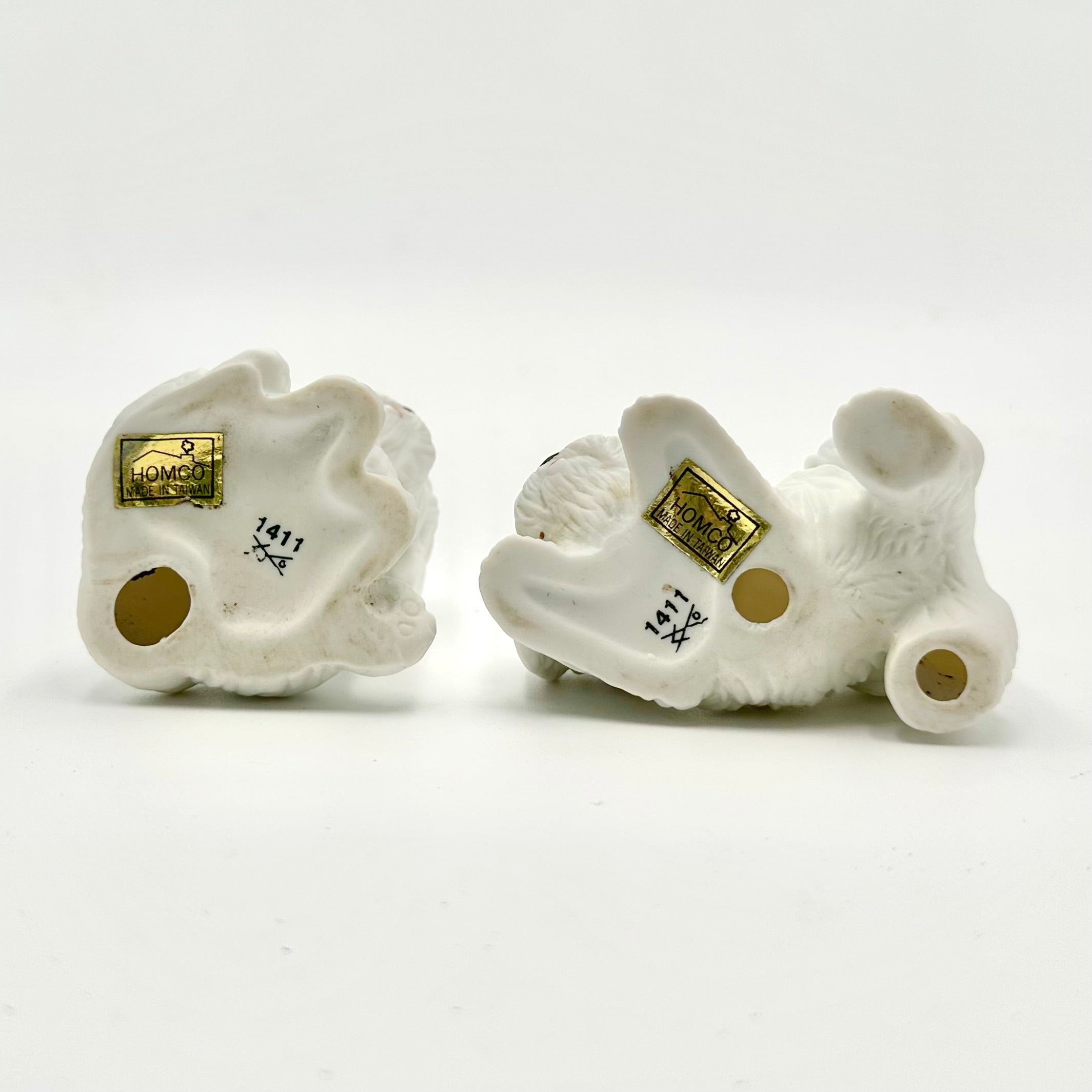 Homco White Puppy Figurines Pair