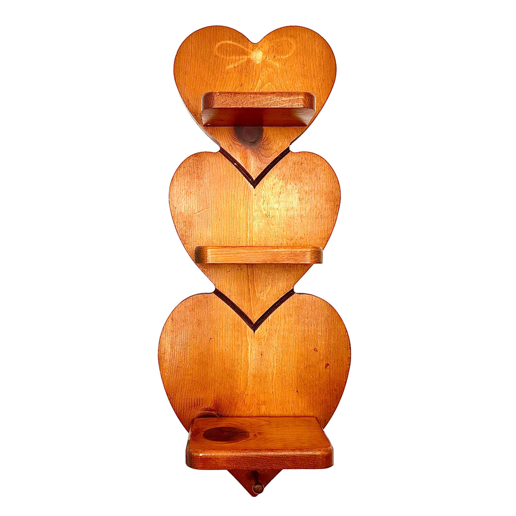 Wooden Heart Wall Shelf with Peg Hook