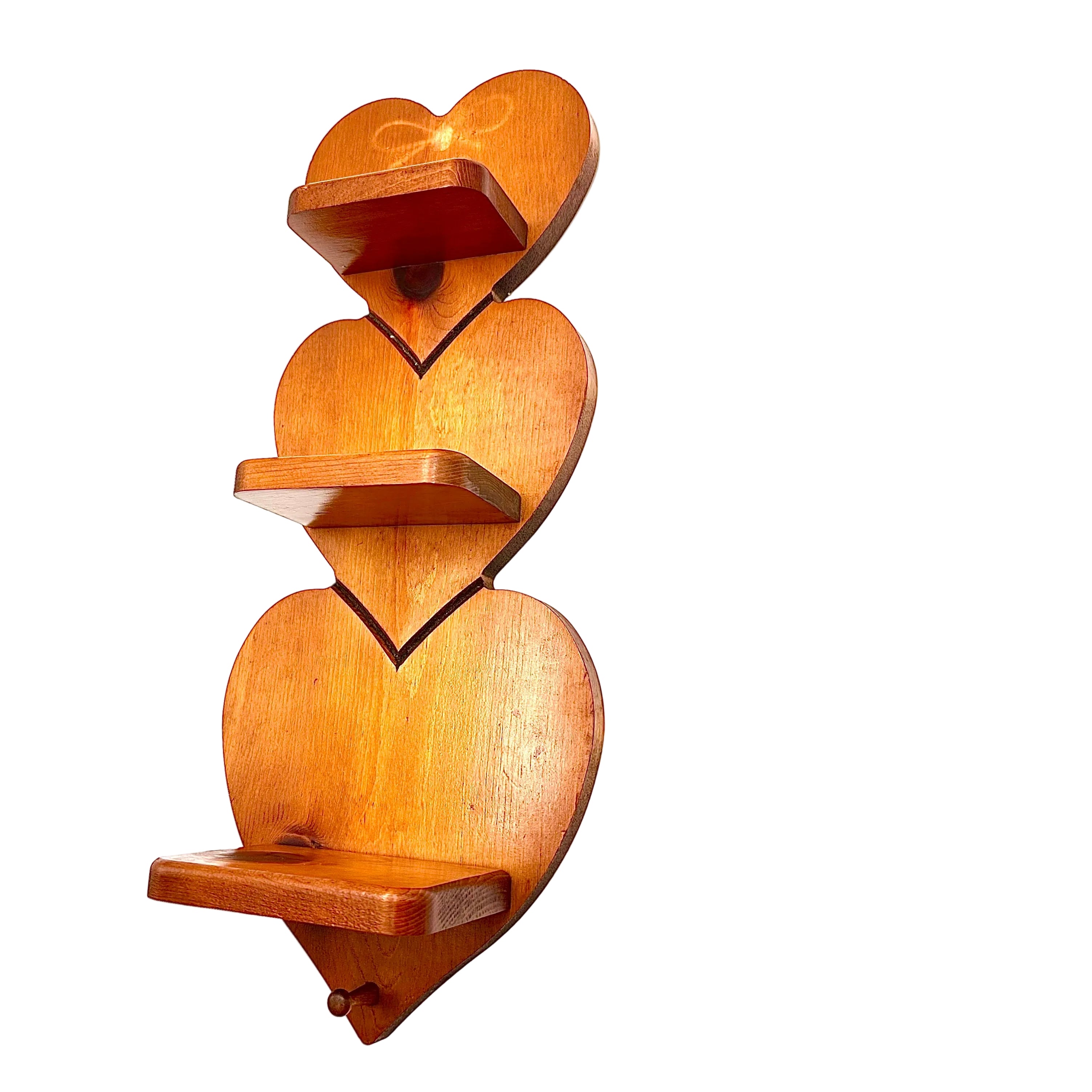 Wooden Heart Wall Shelf with Peg Hook
