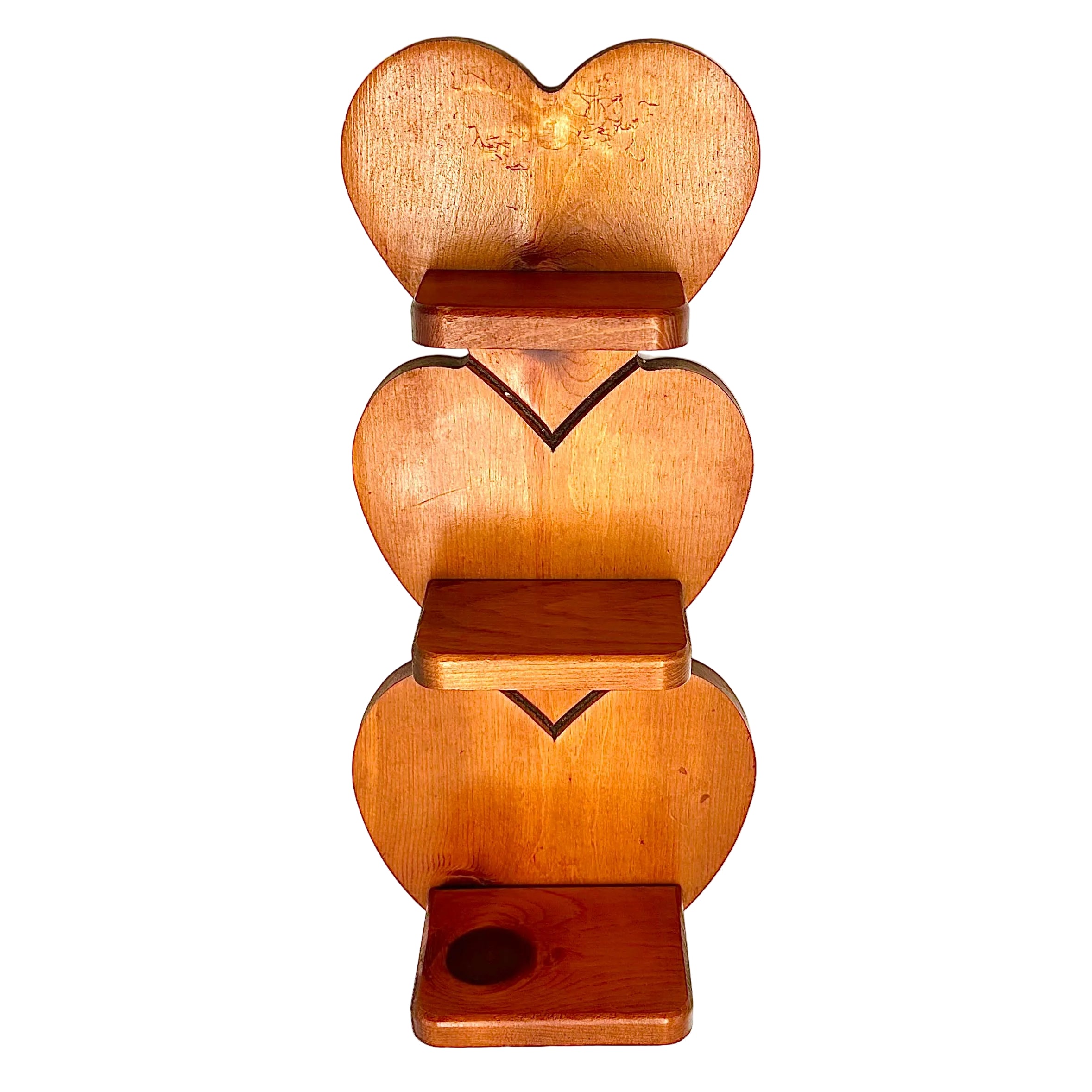 Wooden Heart Wall Shelf with Peg Hook