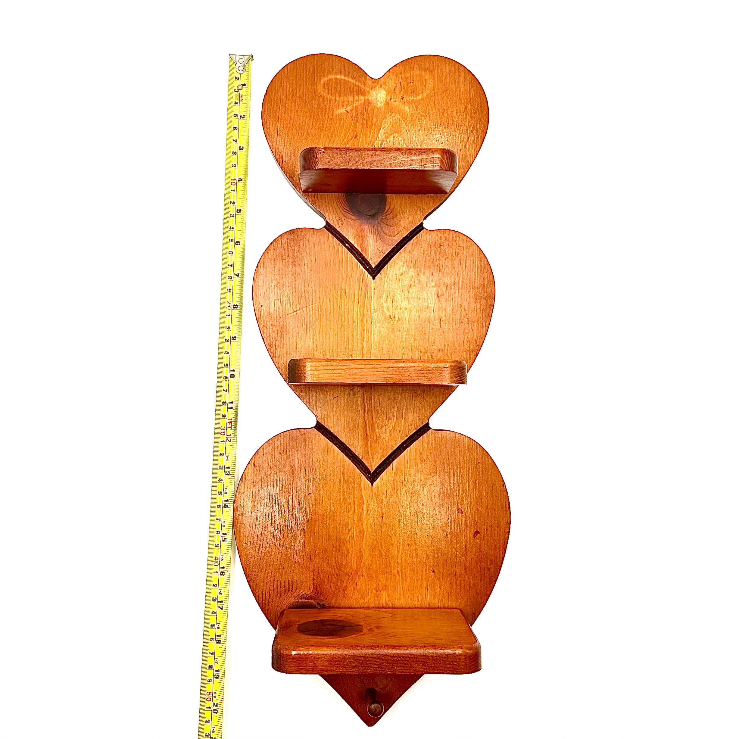 Wooden Heart Wall Shelf with Peg Hook
