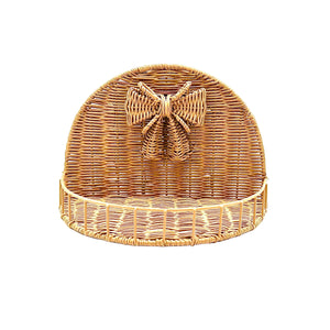 Wicker Wall Shelf with Woven Bow