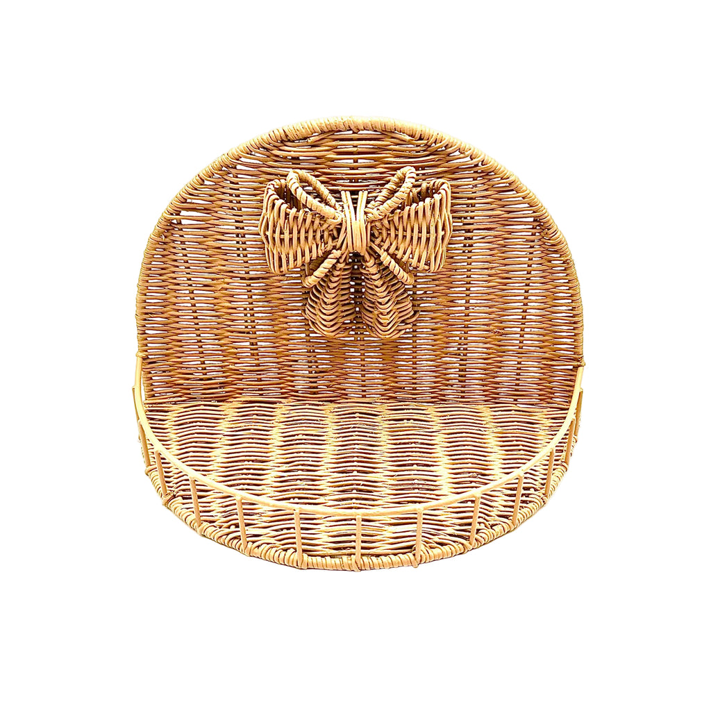 Wicker Wall Shelf with Woven Bow