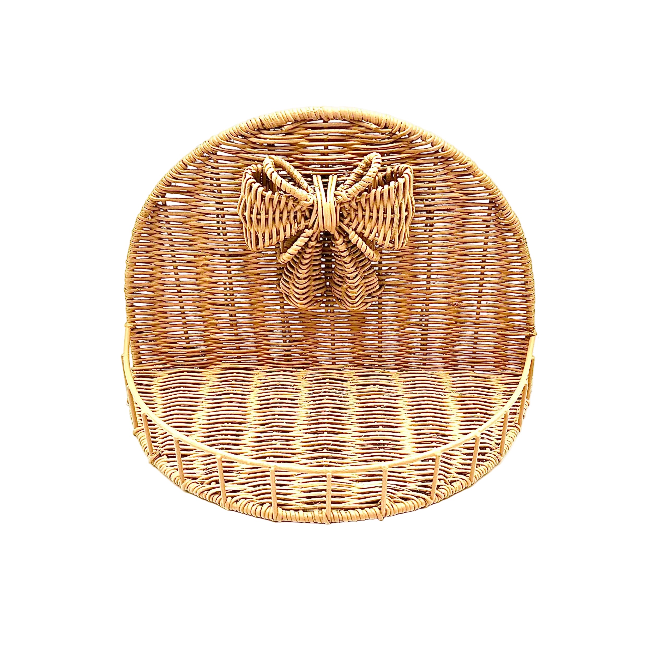 Wicker Wall Shelf with Woven Bow