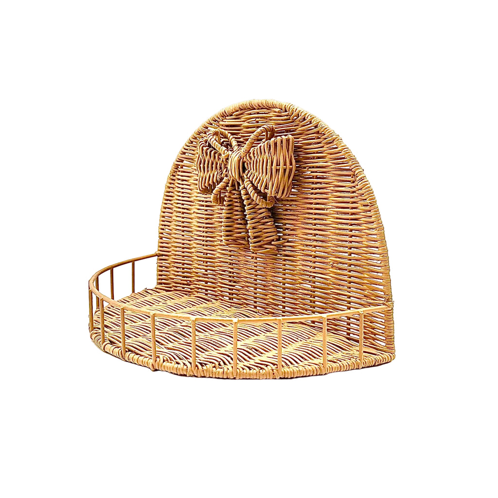 Wicker Wall Shelf with Woven Bow