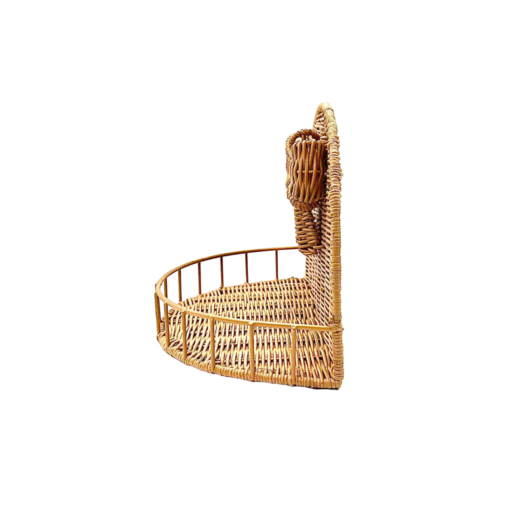 Wicker Wall Shelf with Woven Bow