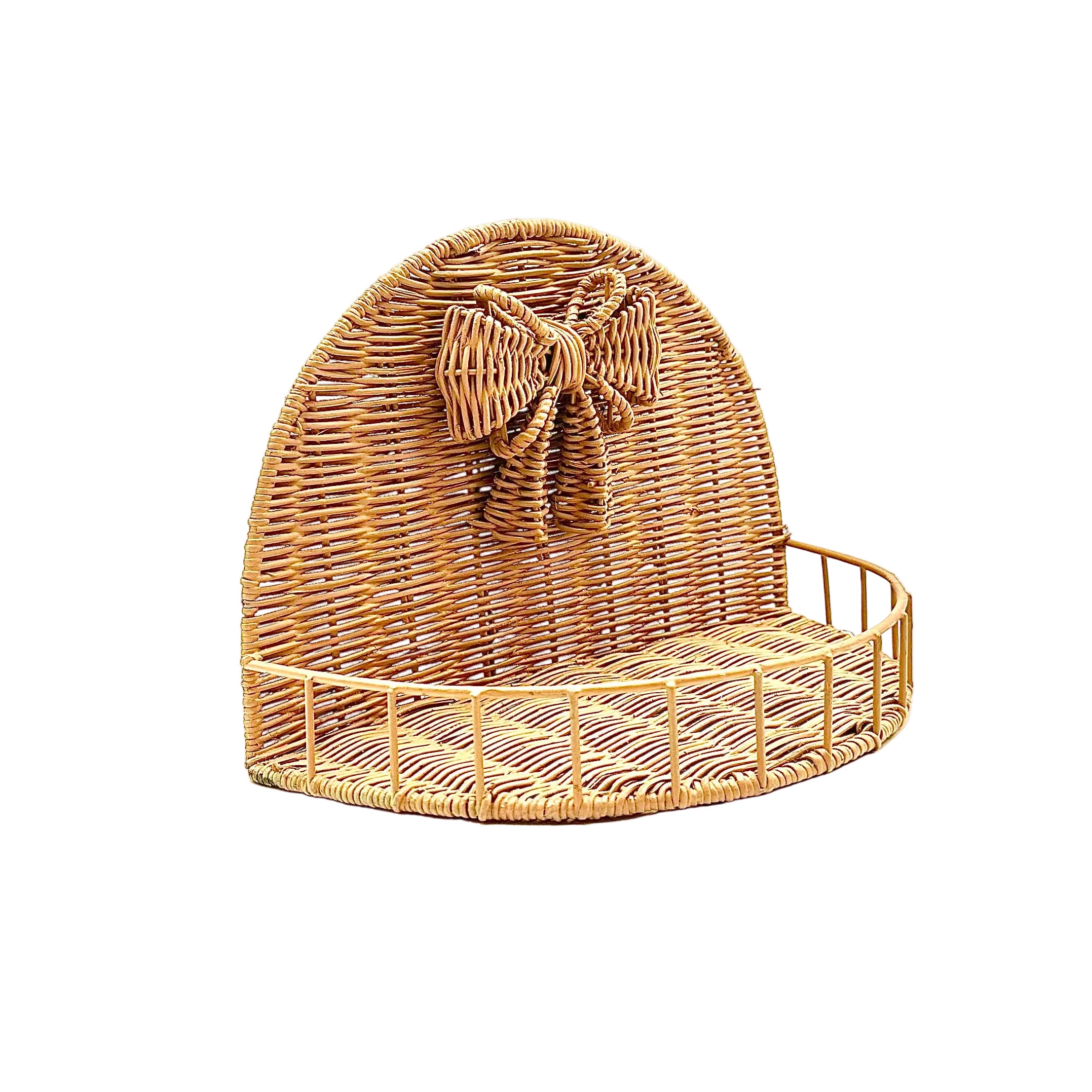 Wicker Wall Shelf with Woven Bow