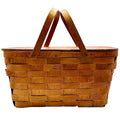 Wooden Picnic Basket with Hinged Lid