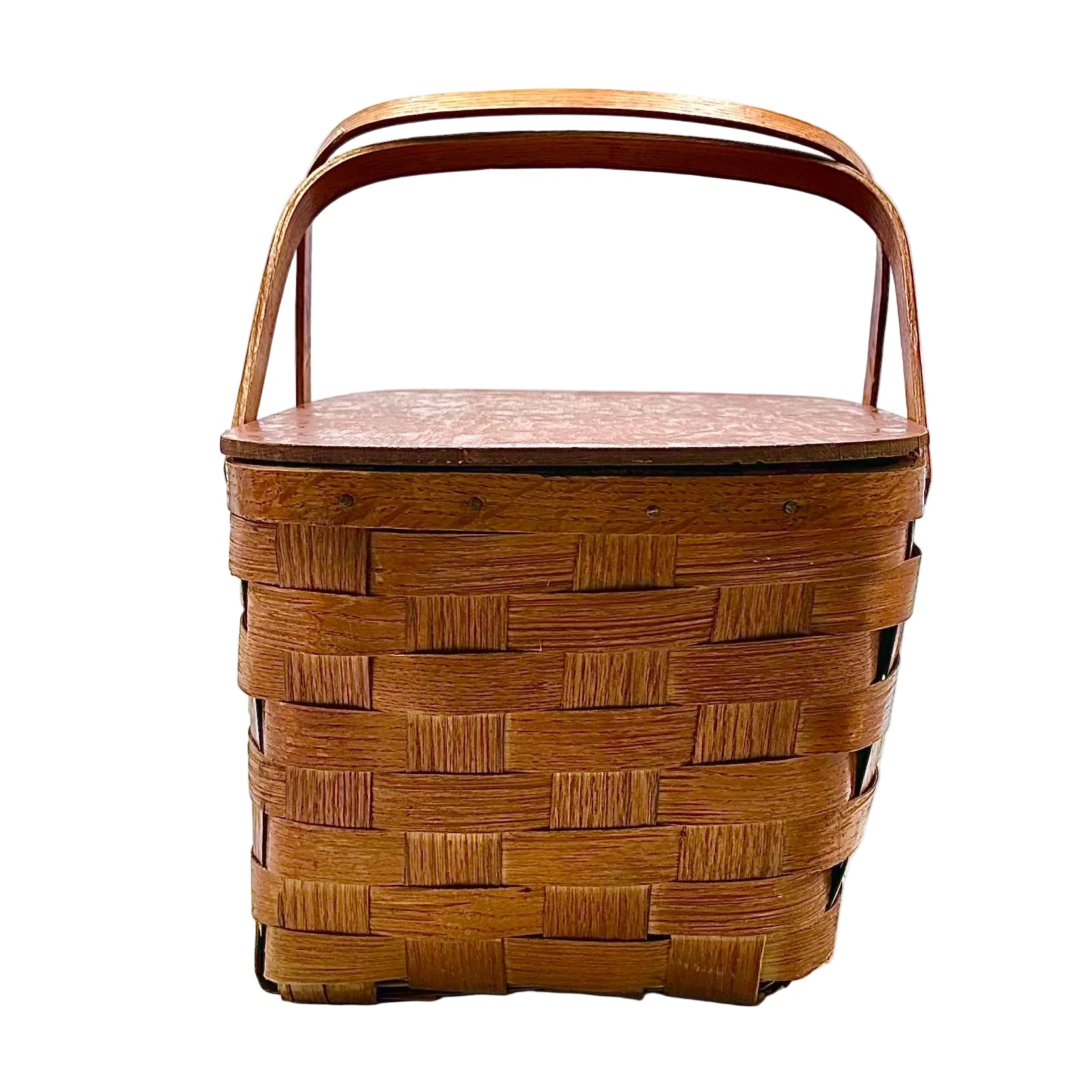 Wooden Picnic Basket with Hinged Lid