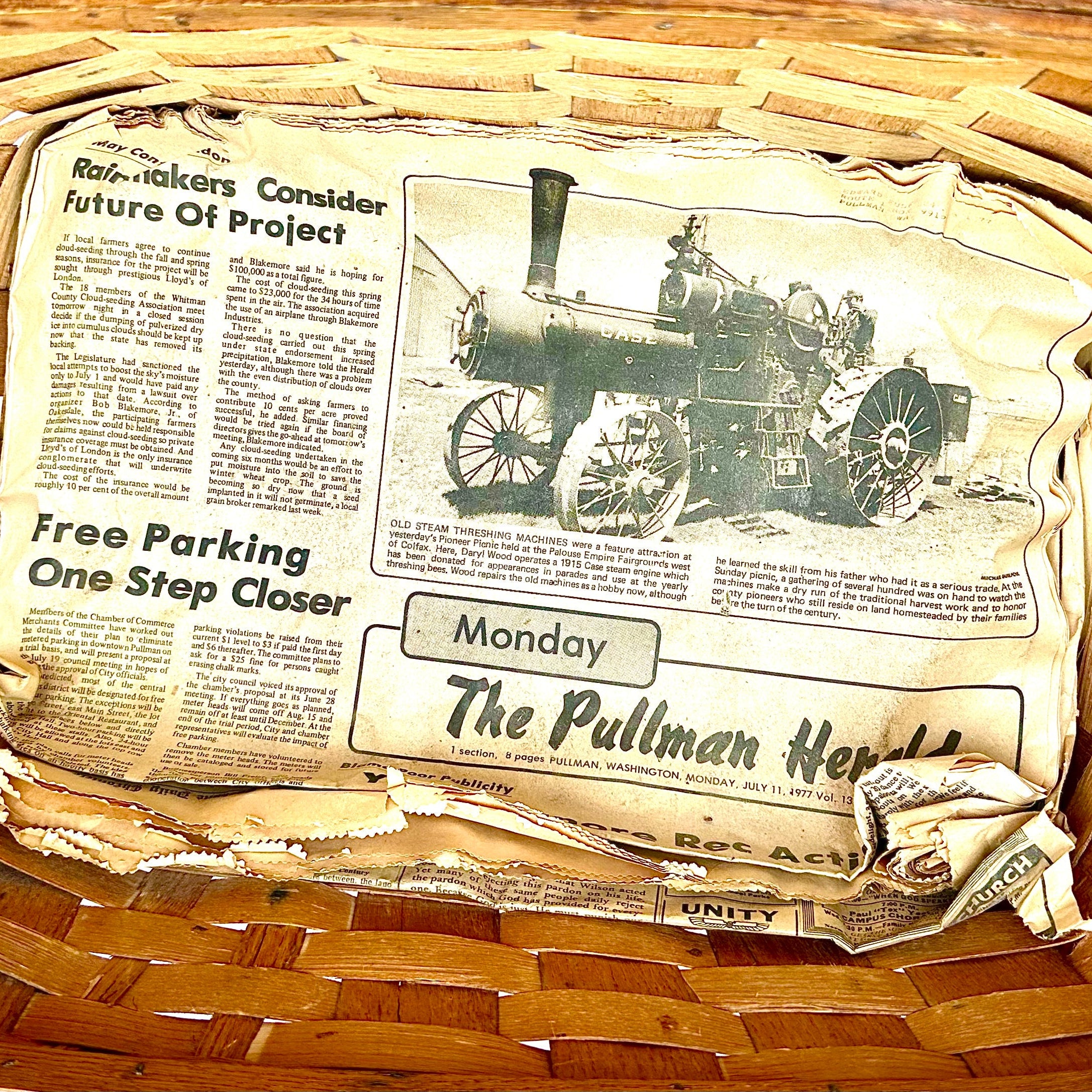 Wooden Picnic Basket with Hinged Lid
