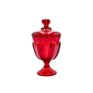 Viking Glass Epic Ruby Red 6 Petal Covered Candy Dish