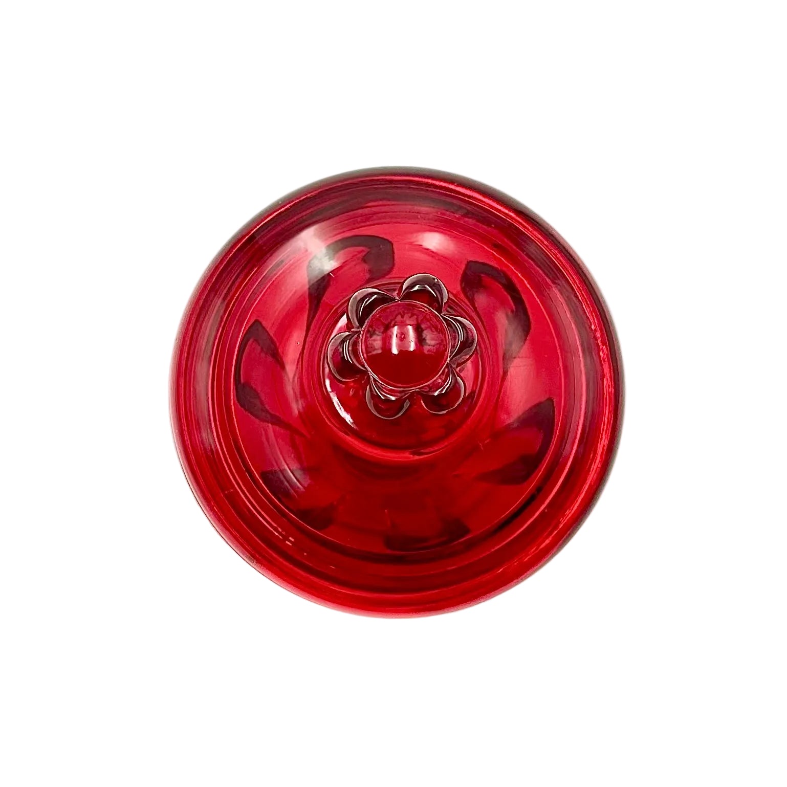 Viking Glass Epic Ruby Red 6 Petal Covered Candy Dish