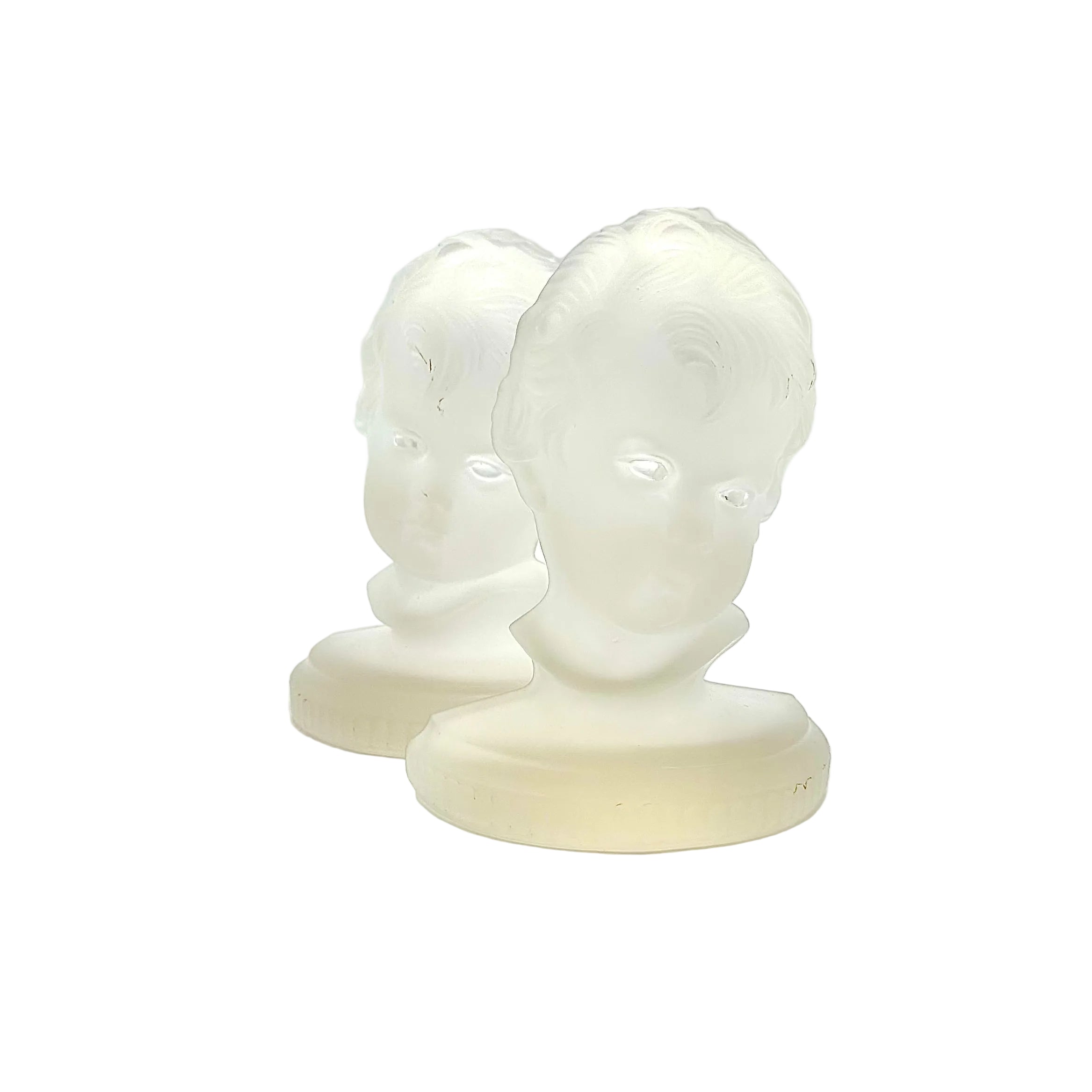 L.E. Smith Victorian Child Frosted Glass Bookends