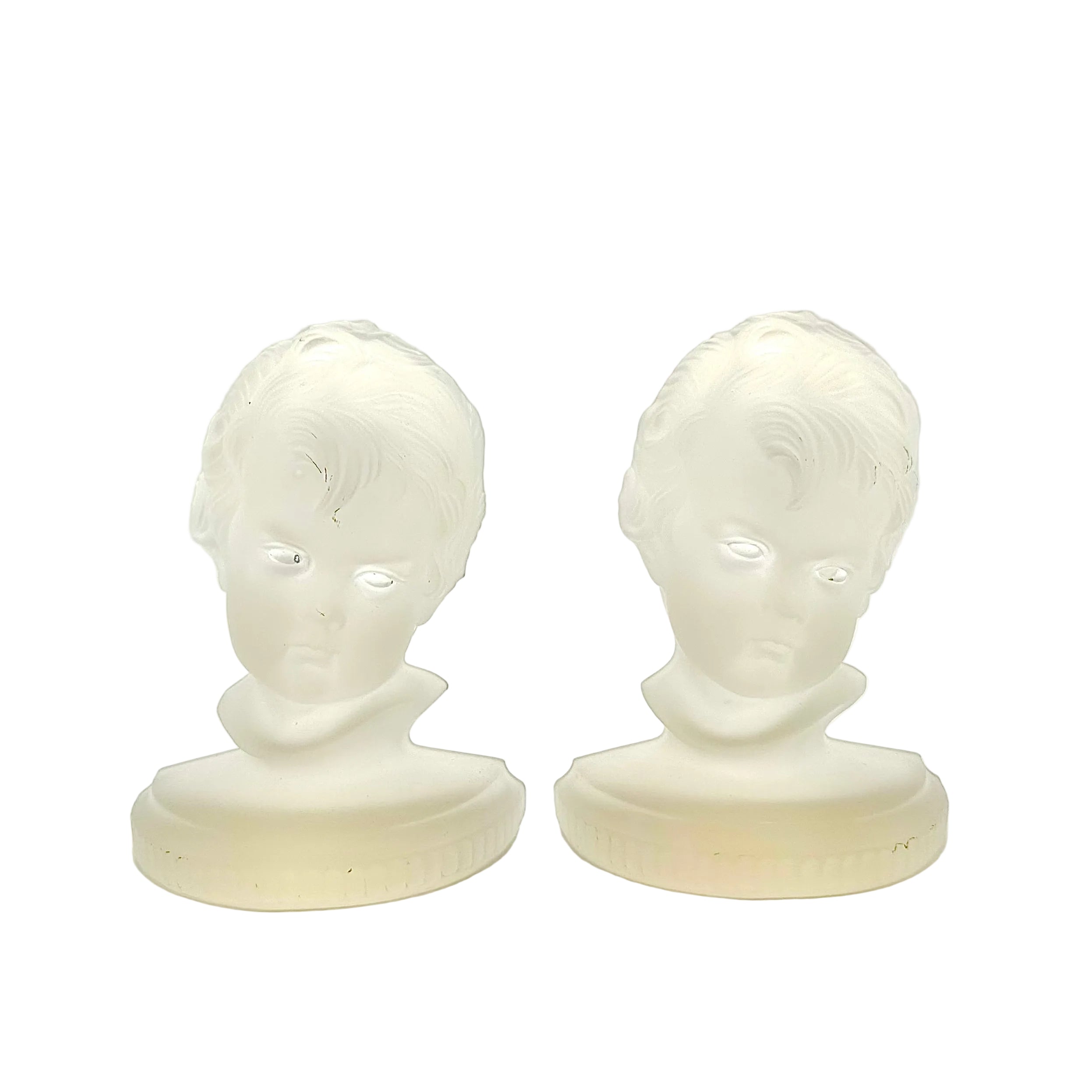L.E. Smith Victorian Child Frosted Glass Bookends