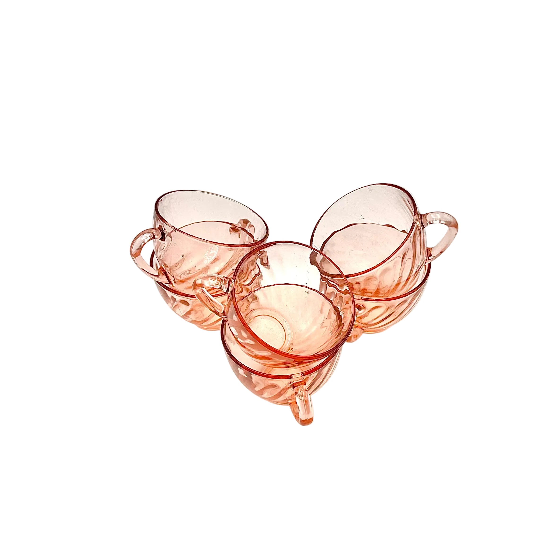 Arcoroc France Rosaline Pink Glass Tea Cups Set of 6