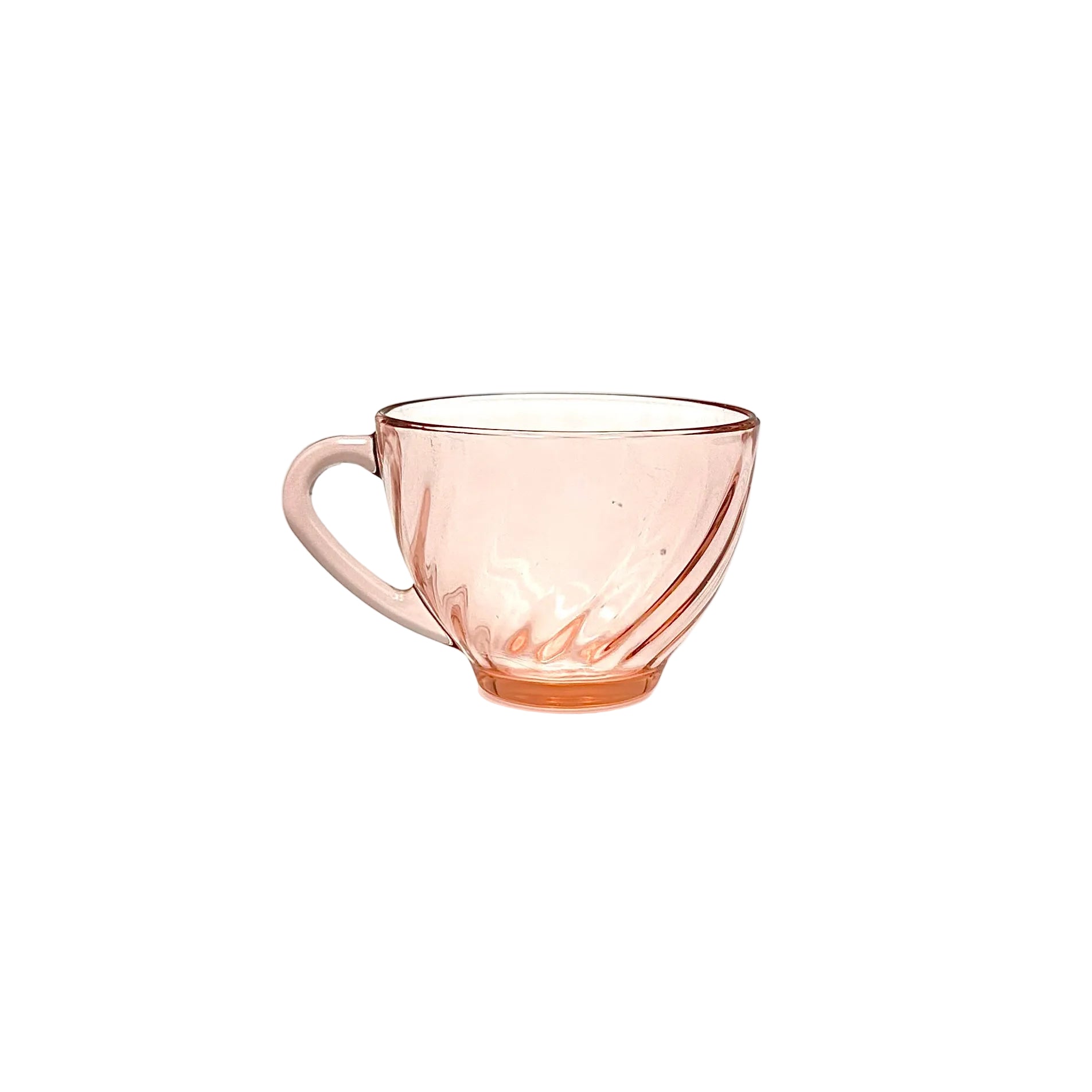 Arcoroc France Rosaline Pink Glass Tea Cups Set of 6
