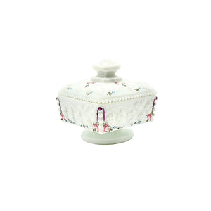 Westmoreland Hand Painted Milk Glass Paneled Grape Covered Cake Box