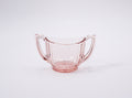Vintage Pink Pressed Glass Sugar Bowl with Handles