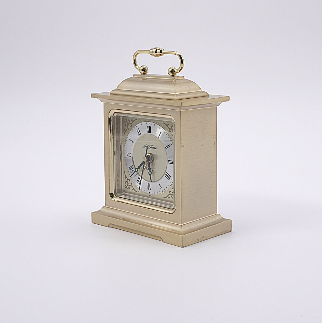 Vintage Brass Tone Carriage Style Quartz Mantel Clock